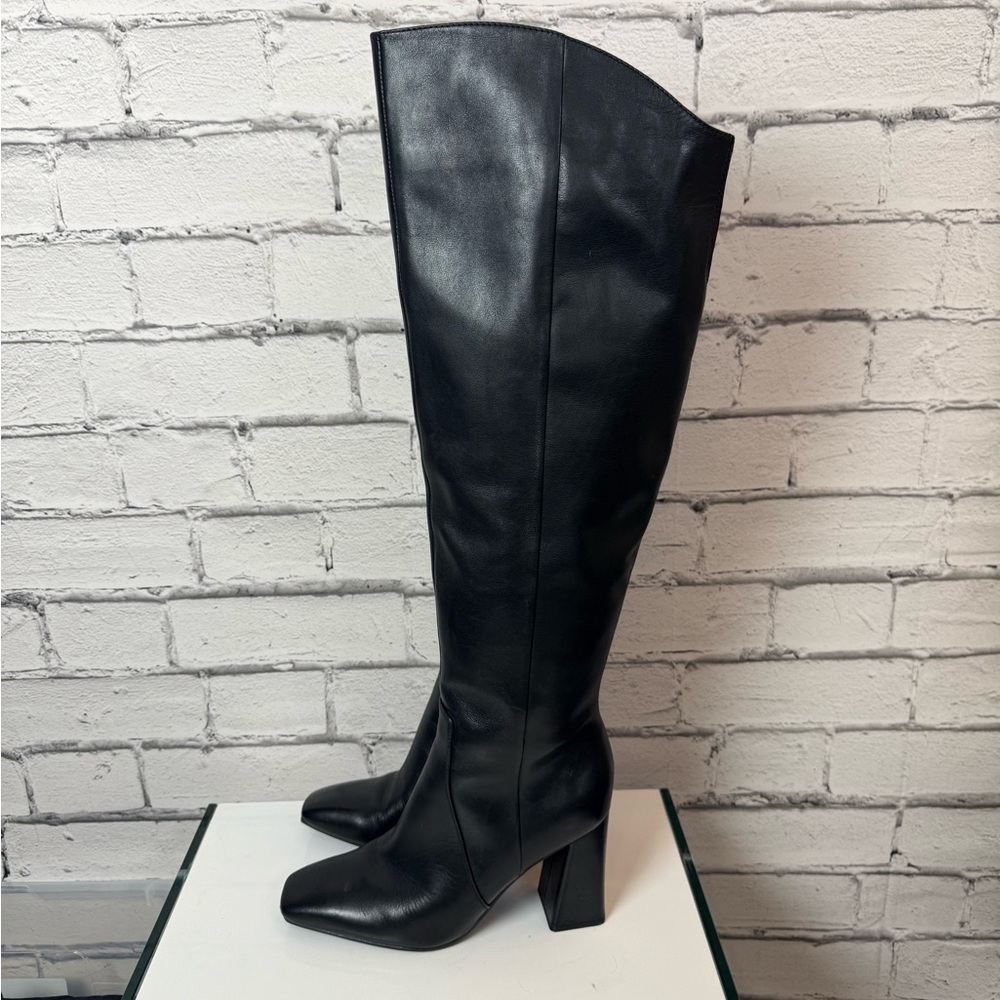 Naturalizer Womens Black Leather Over-The-Knee Boots Size 7.5 Block Heel